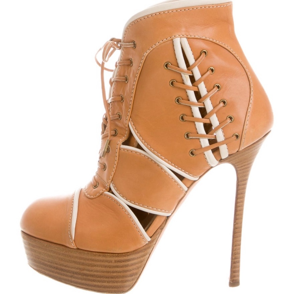 Alexander McQueen Leather Cutout Platform Boots - Picture 1 of 5
